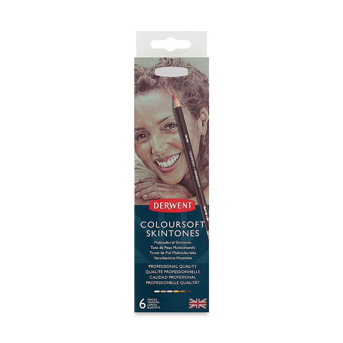 Derwent Coloursoft Pencil - Set of 6, Tin Box, Portrait (front of package)