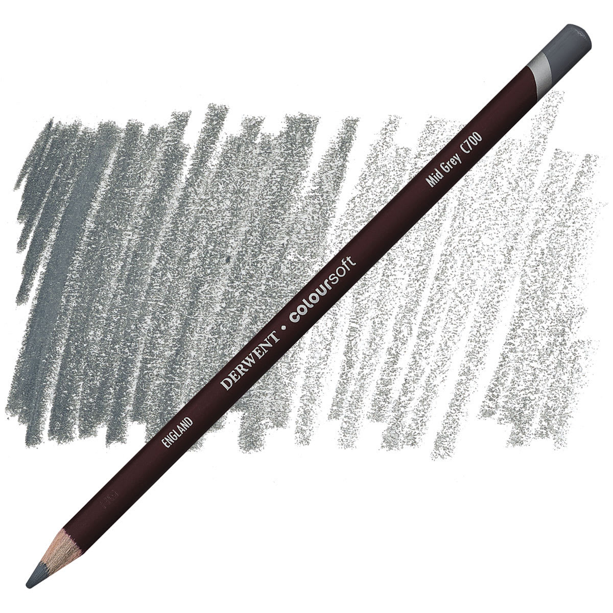 Derwent Coloursoft Pencil - Mid Grey pencil and swatch