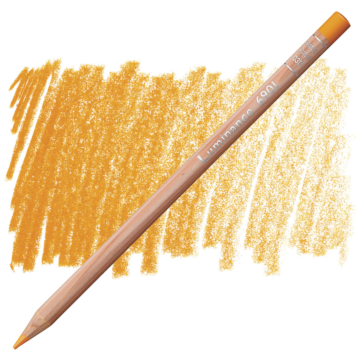 Caran d'Ache Luminance Colored Pencil - Orange pencil and swatch Caran d'Ache Luminance Colored Pencil - Orange pencil and swatch