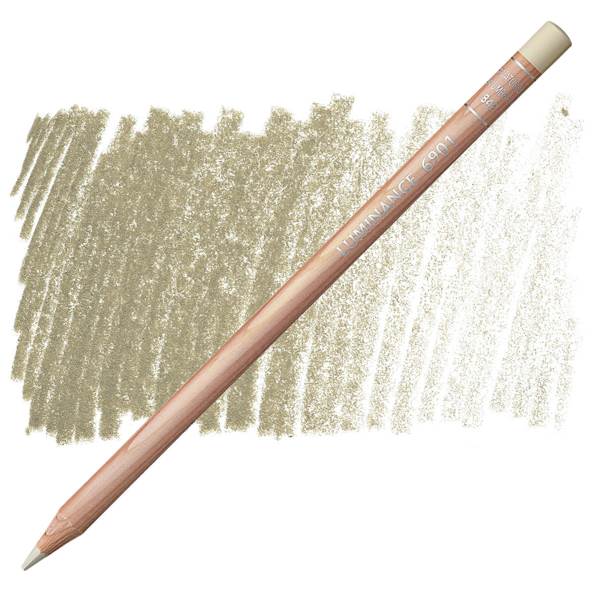 Caran d'Ache Luminance Colored Pencil - Raw Umber 10% pencil and swatch