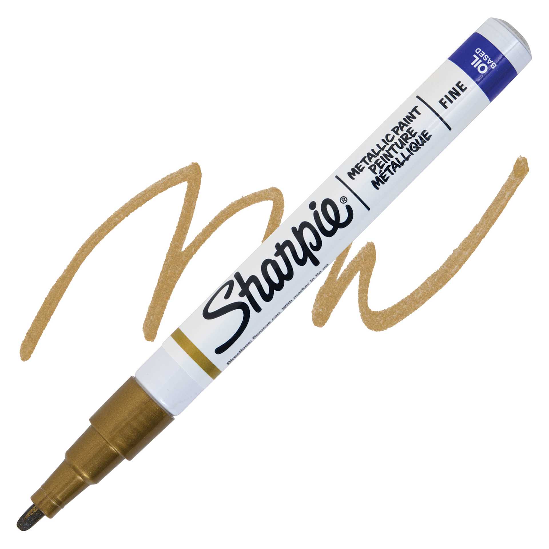 Sharpie Oil-Based Paint Marker - Metallic Gold, Fine Point, swatch and marker