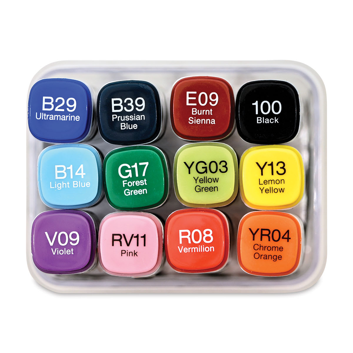Copic Classic Marker - Basic Colors, Set of 12 (top view) Copic Classic Marker - Basic Colors, Set of 12 (top view)