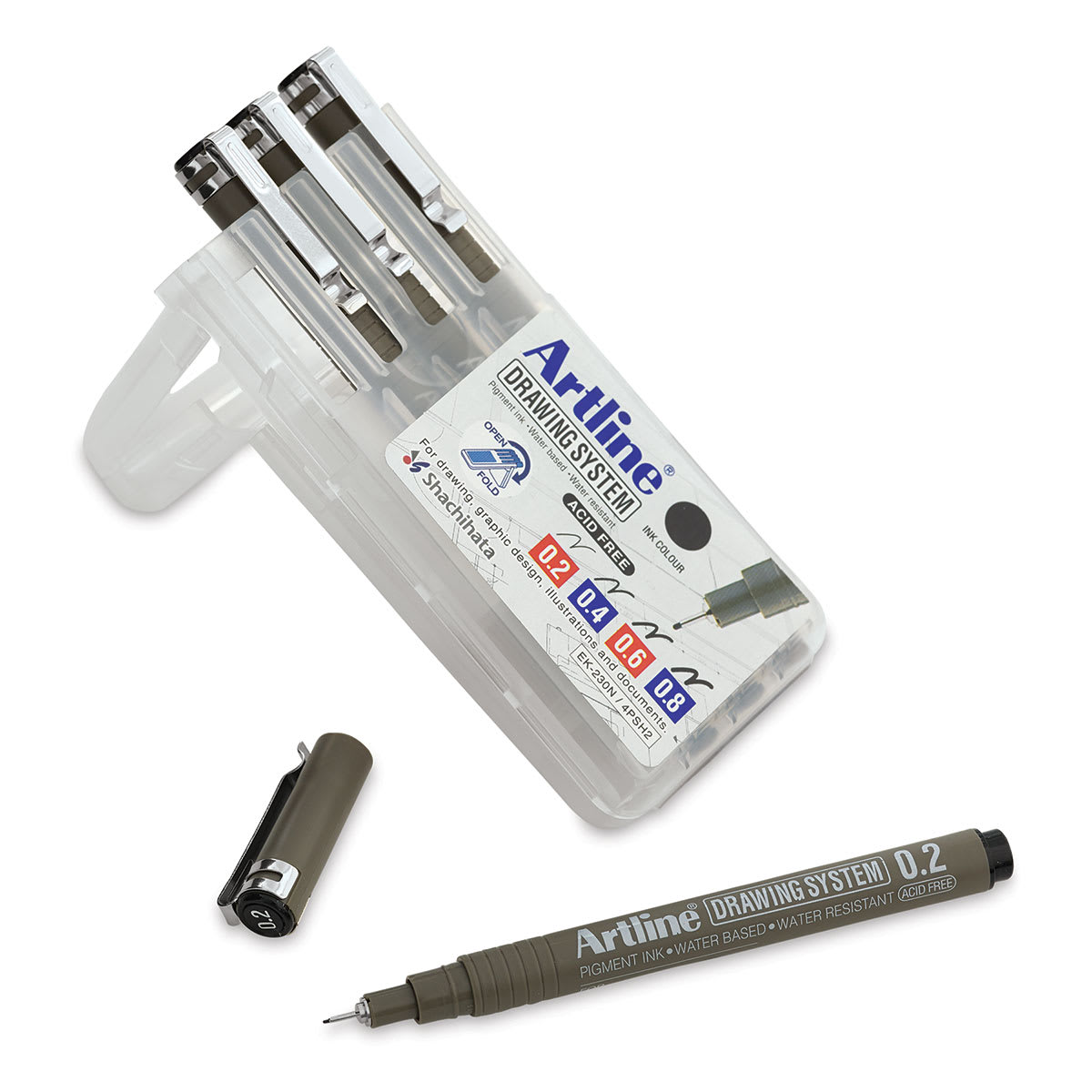 Artline Drawing Pens - Wallet Set B, Set of 4 Inside of Packaging