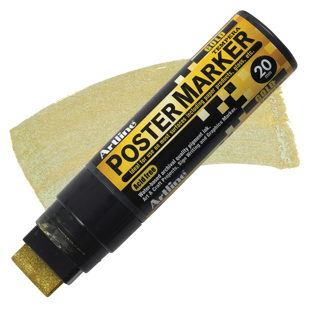 Artline Poster Markers - Metallic Gold, 20 mm marker and swatch