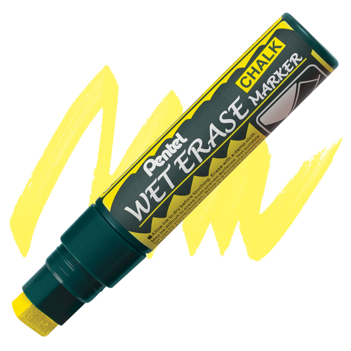 Pentel Wet Erase Chalk Markers - Jumbo Point, Yellow marker and swatch