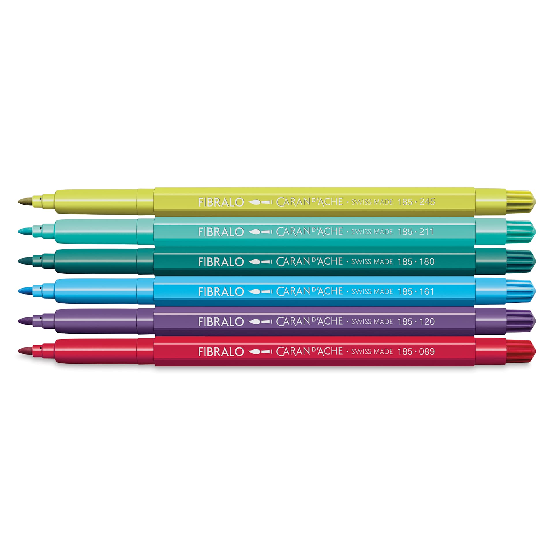 Caran d'Ache Fibralo Water-Soluble Markers - Set of 6, Kawaii Funny Monsters, contents