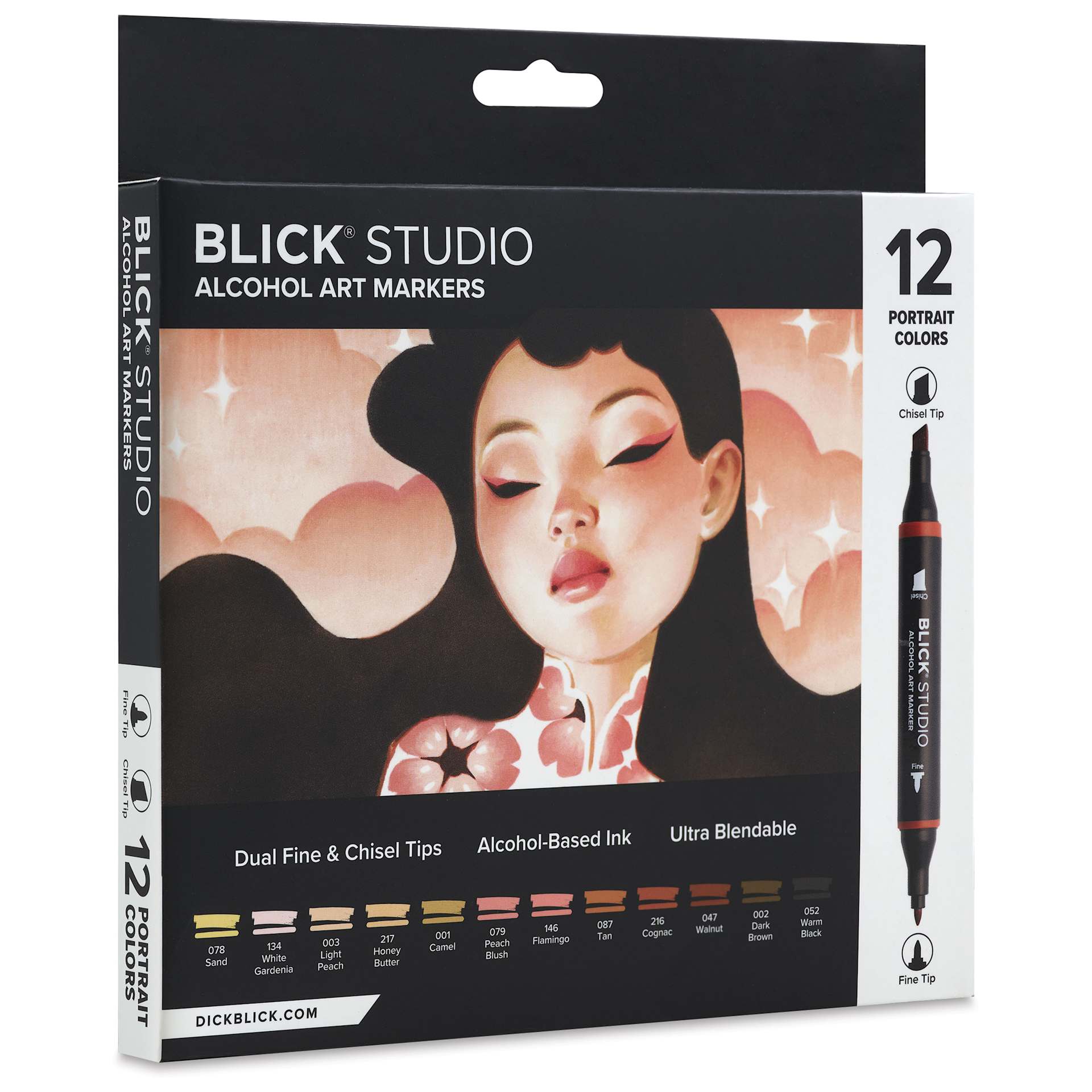 Blick Studio Double-Ended Alcohol Art Markers - Portrait Colors, Set of 12