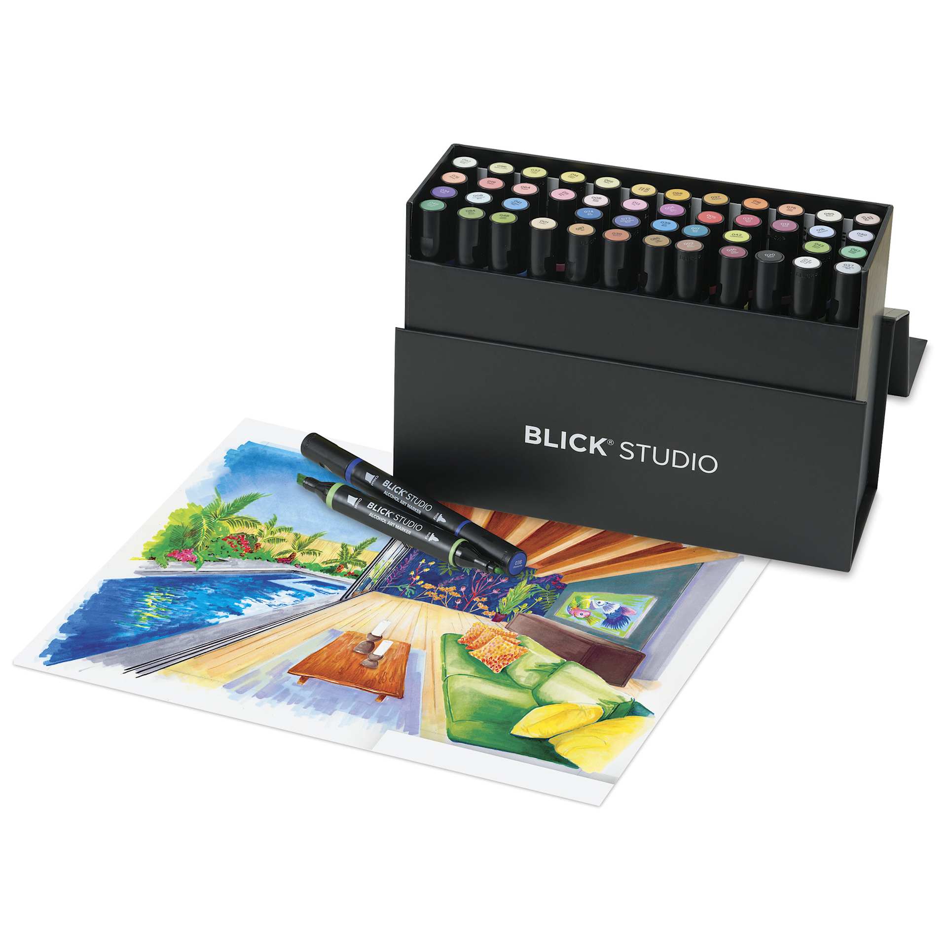 Blick Studio Double-Ended Alcohol Art Markers - Assorted Colors, Set of 48