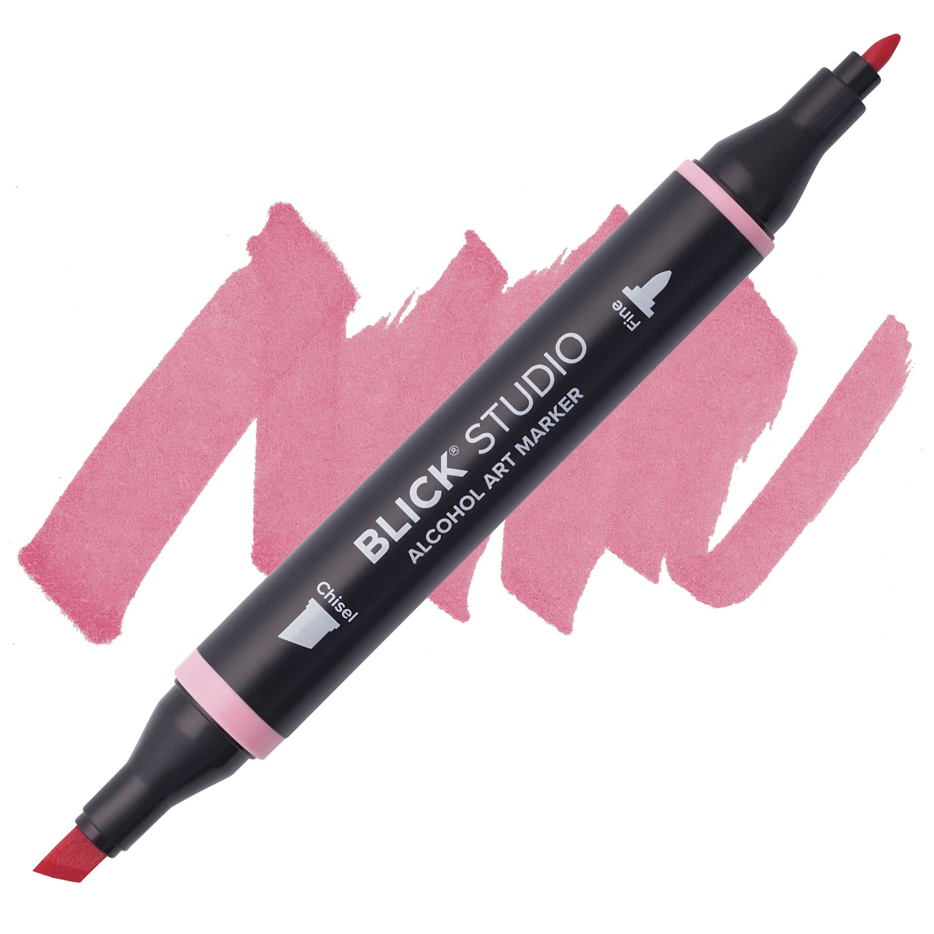Blick Studio Alcohol Art Marker - 011 Coral Pink, swatch and marker