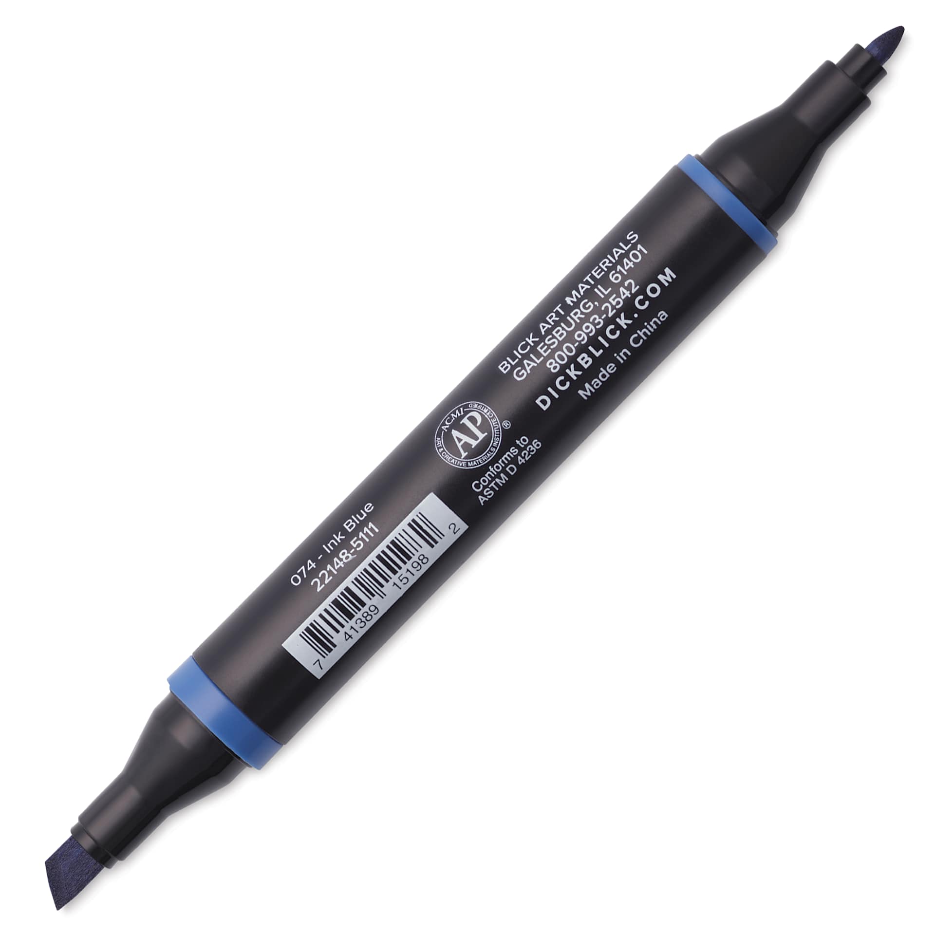 Blick Studio Alcohol Art Marker - 074 Ink Blue, marker with caps off