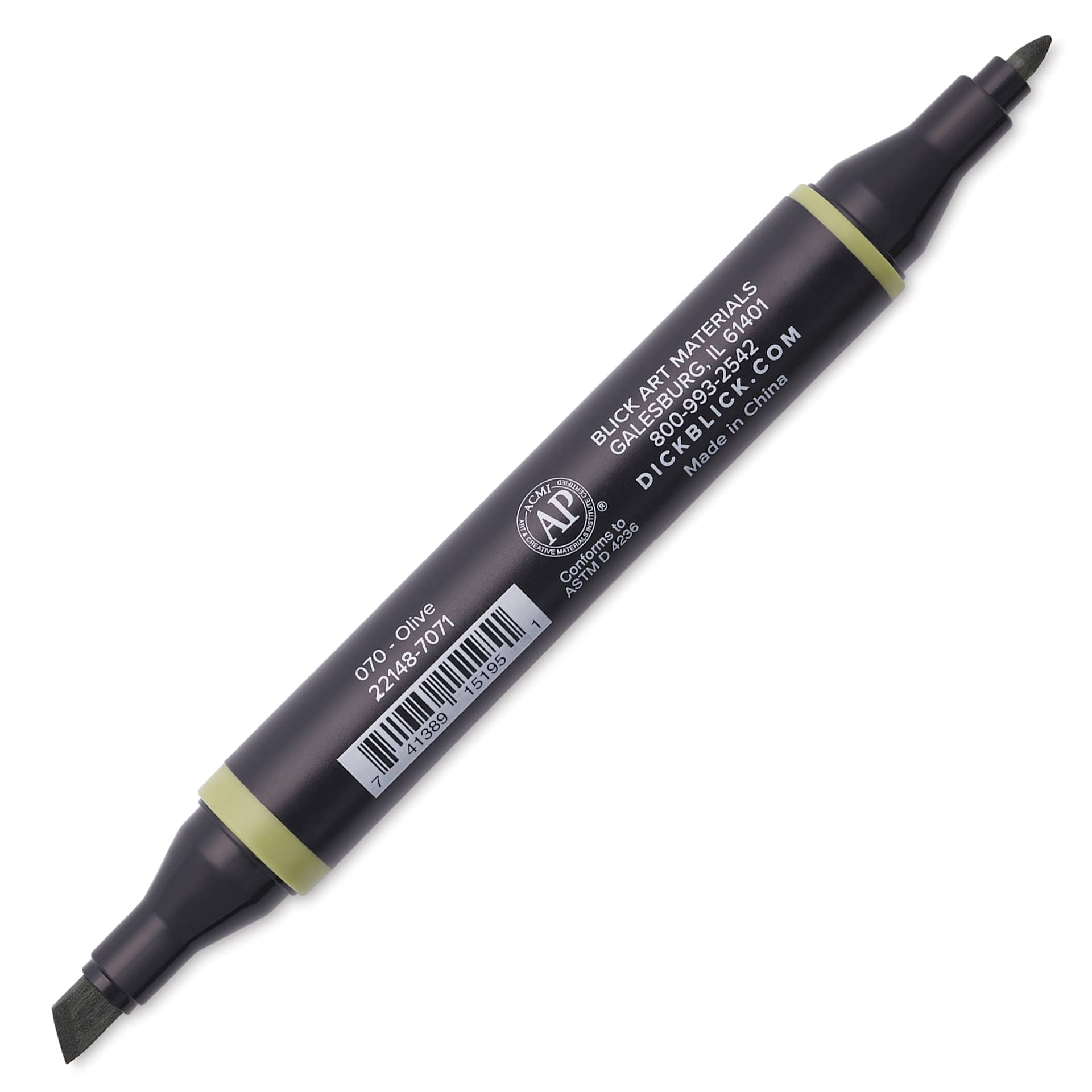 Blick Studio Alcohol Art Marker - 070 Olive, marker with caps off