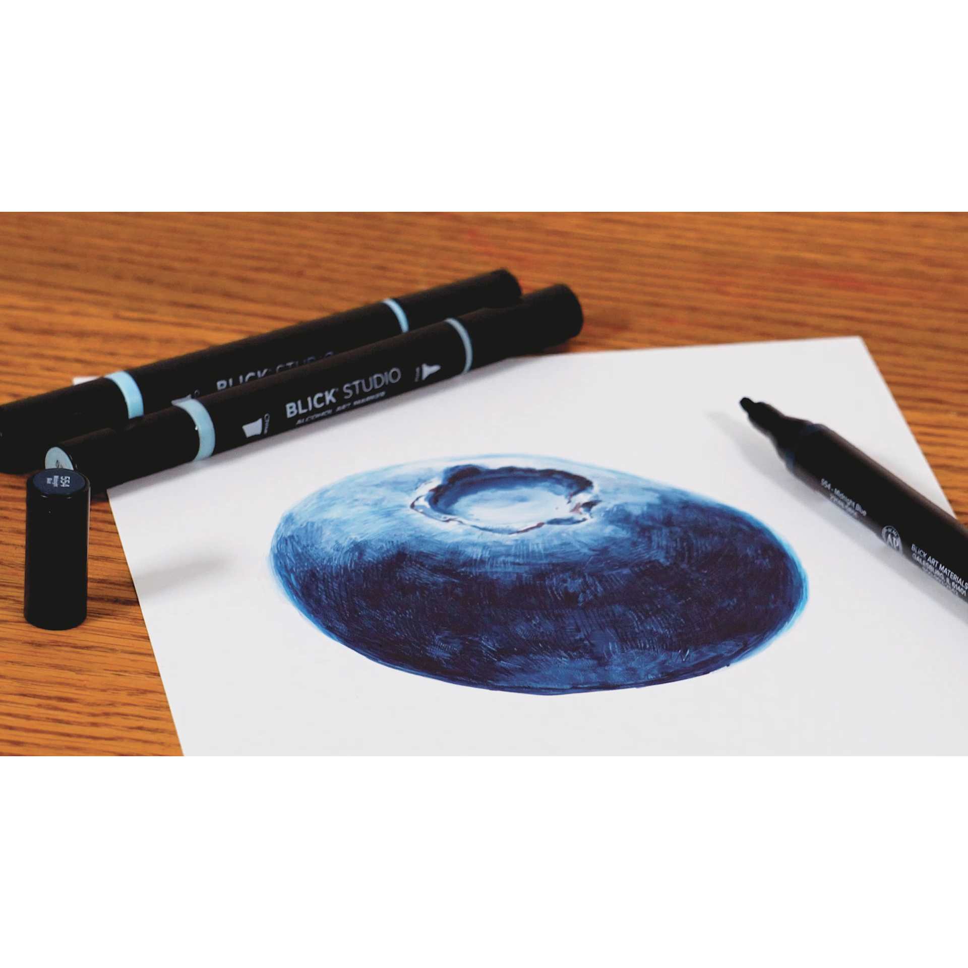 Blick Studio Double-Ended Alcohol Art Markers, finished blueberry drawing
