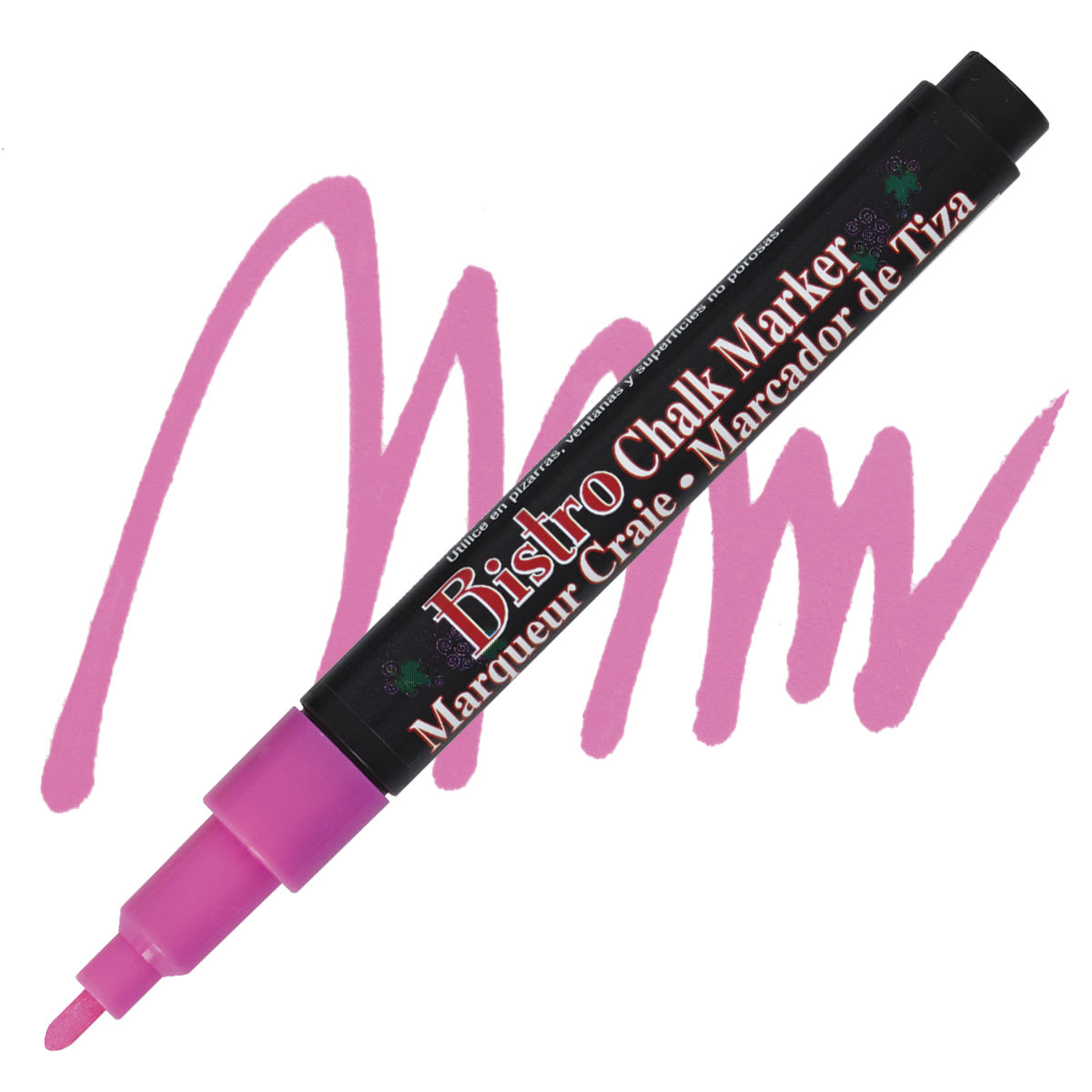 Marvy Uchida Bistro Chalk Marker - Fluorescent Pink, 6 mm marker and swatch