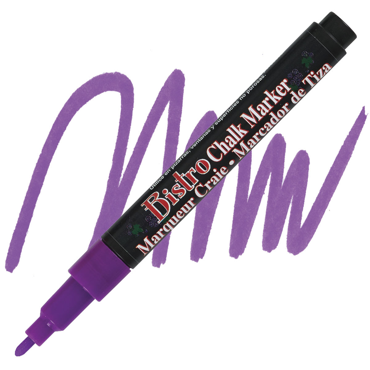 Marvy Uchida Bistro Chalk Marker - Fluorescent Violet, 6 mm marker and swatch