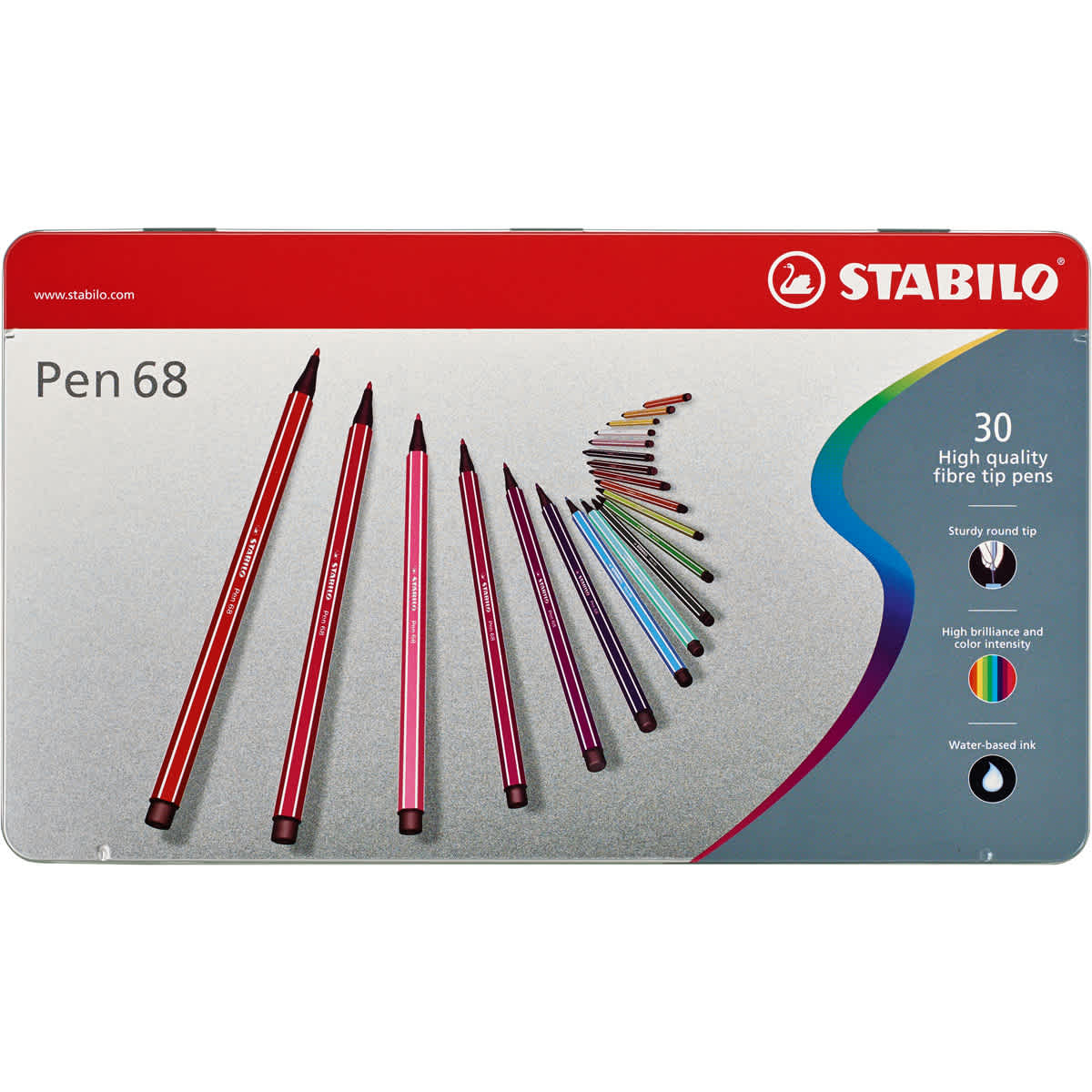 Stabilo Pen 68 Set - Set of 30, Tin Case, Assorted Colors