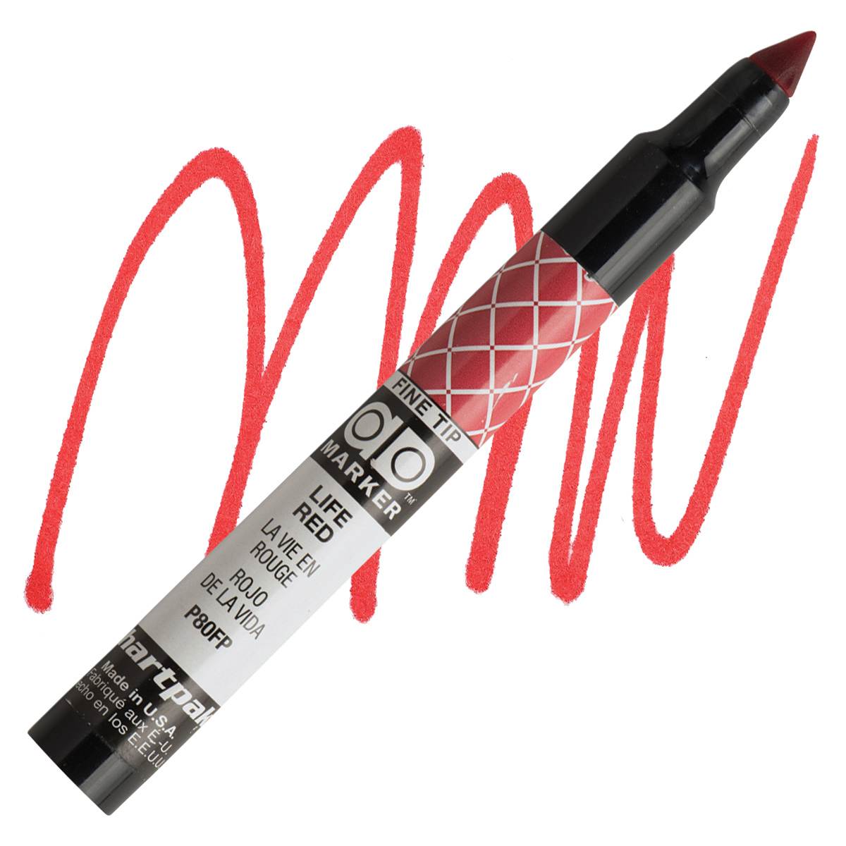 Chartpak Fine Tip Ad Marker - Life Red marker and swatch