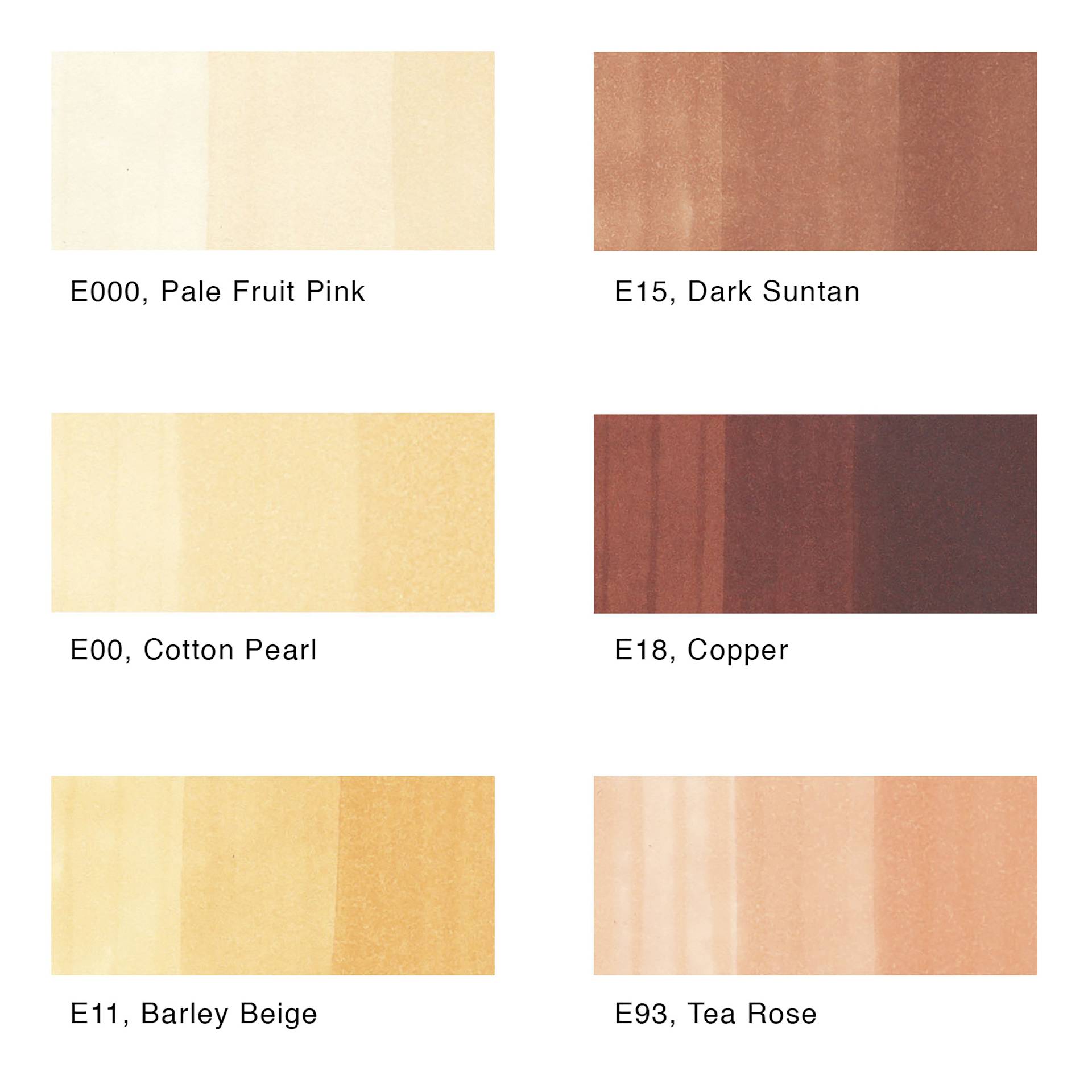 Copic Ciao Double Ended Marker Set - Portrait Colors, Set of 6, color swatches