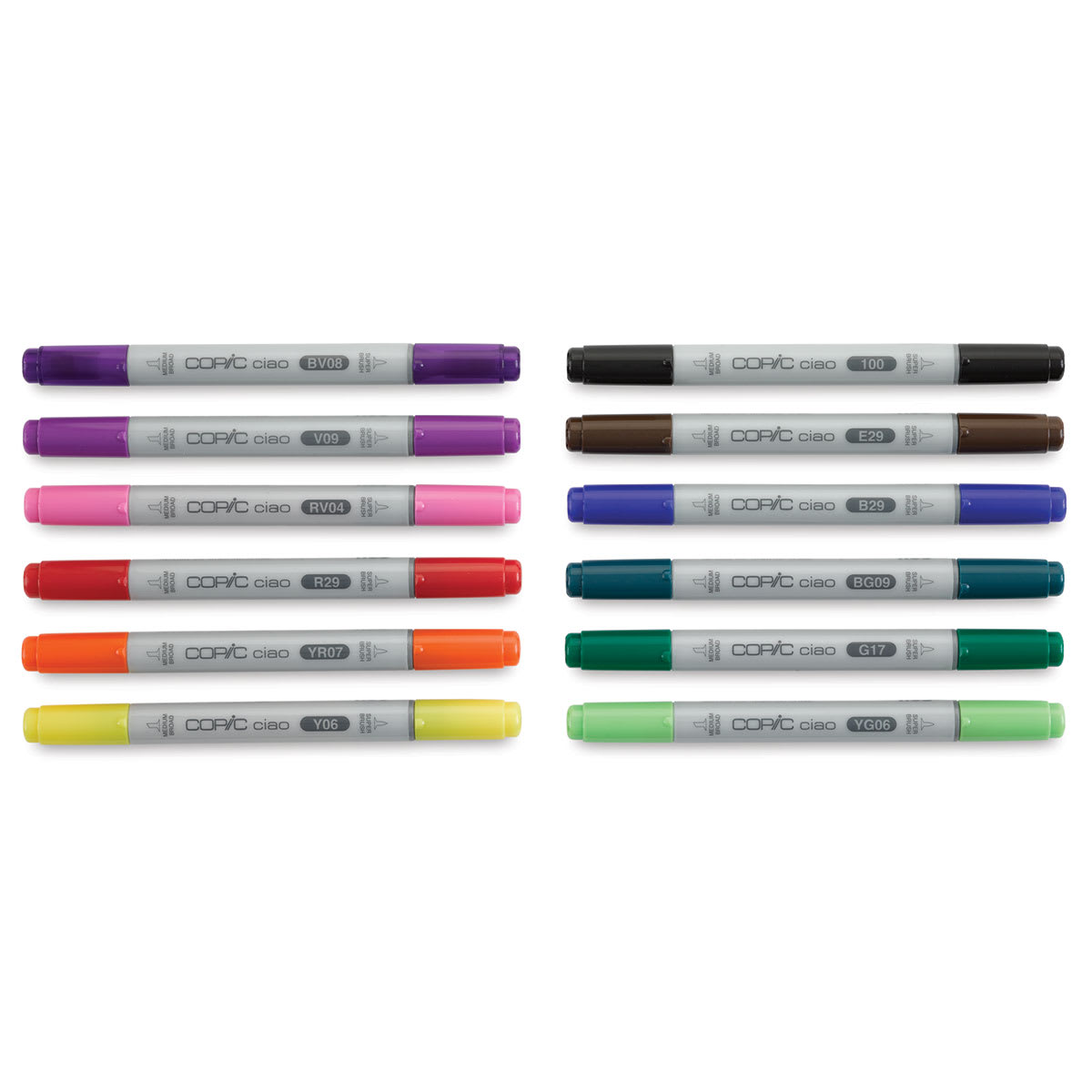 Copic Ciao Double Ended Markers - Basic Colors, Set of 12 (set contents)