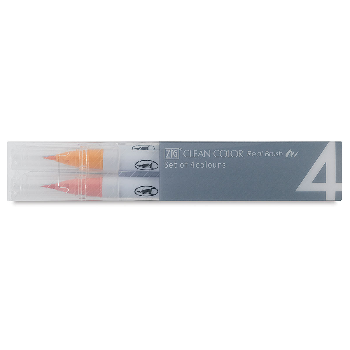 Zig Clean Color Real Brush Pen Set - Pale Colors, Set of 4