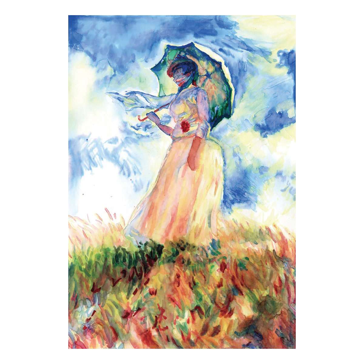 Kuretake Zig Historic Art Watercolors with Claude Monet (finished example of included illustration)