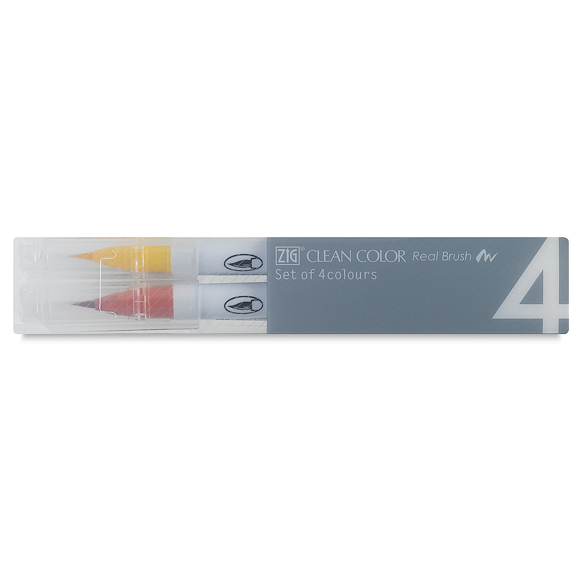 Zig Clean Color Real Brush Pen Set - Pure Colors, Set of 4