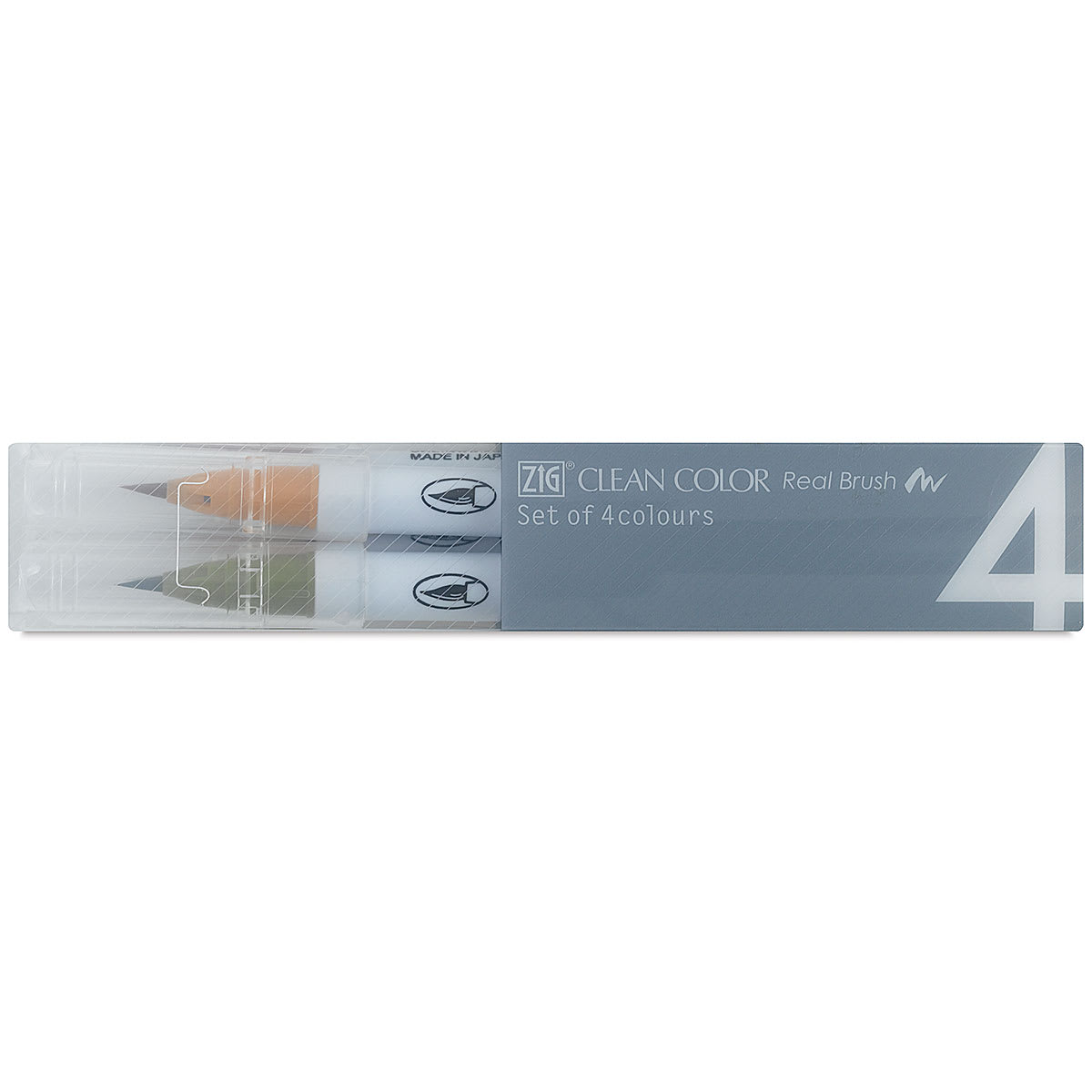 Zig Clean Color Real Brush Pen Set - Deep Colors Set of 4 Package shown