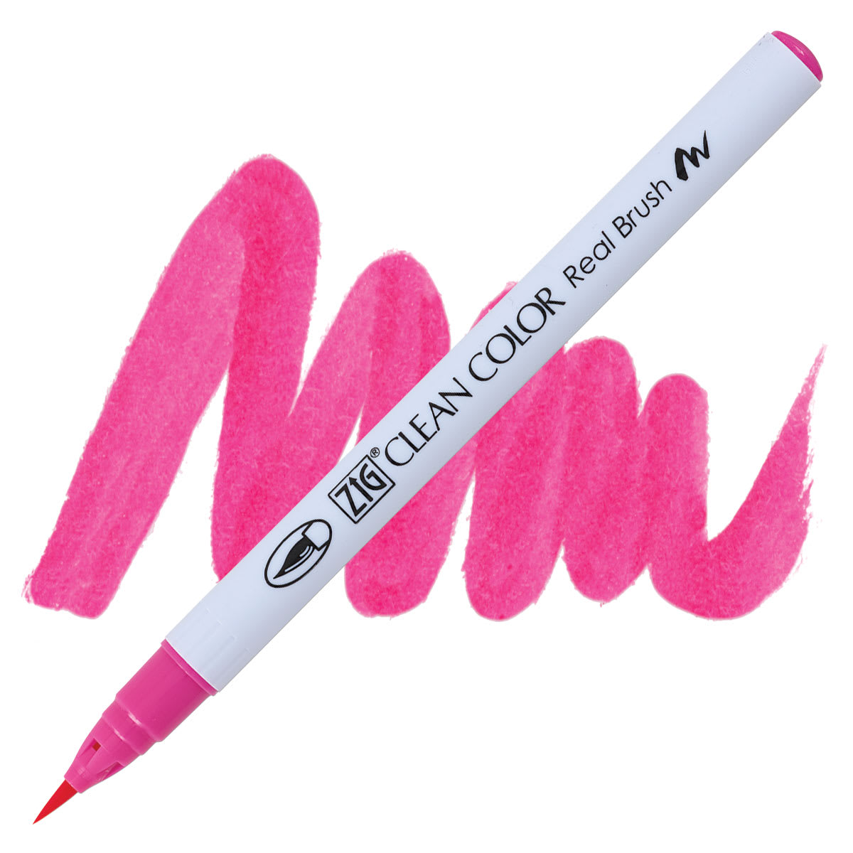 Kuretake Zig Clean Color Real Brush Pen - Pink pen and swatch