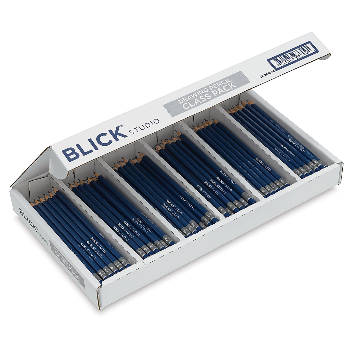 Blick Studio Drawing Pencils - Class Pack of 144, open box showing interior of set.