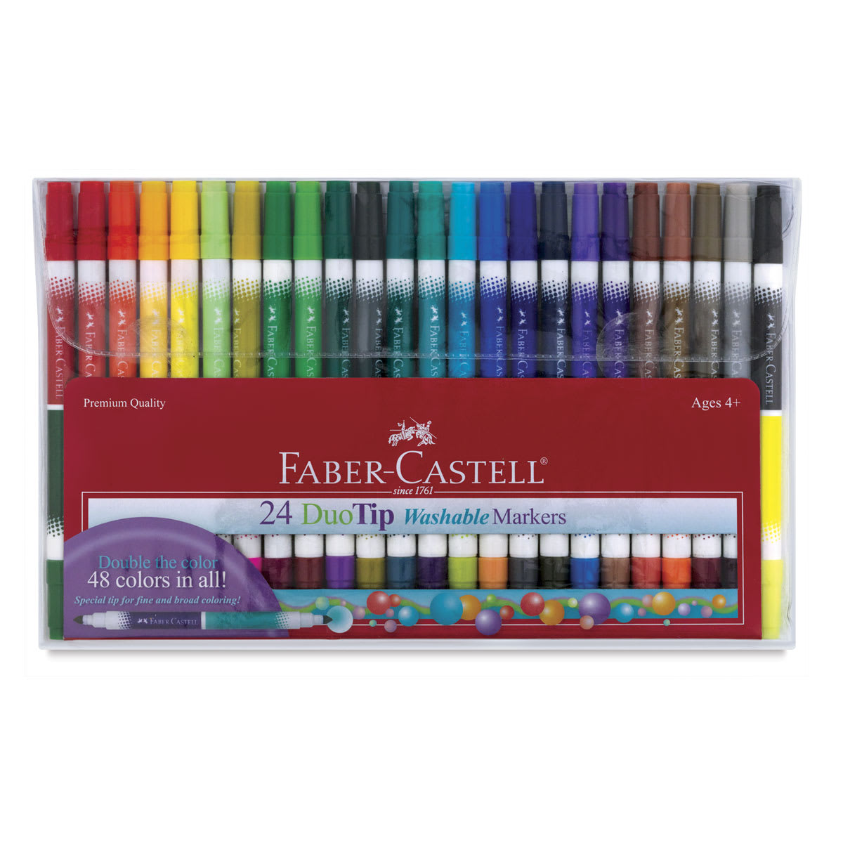 DuoTip Washable Markers - Front of package of Set of 24 Markers