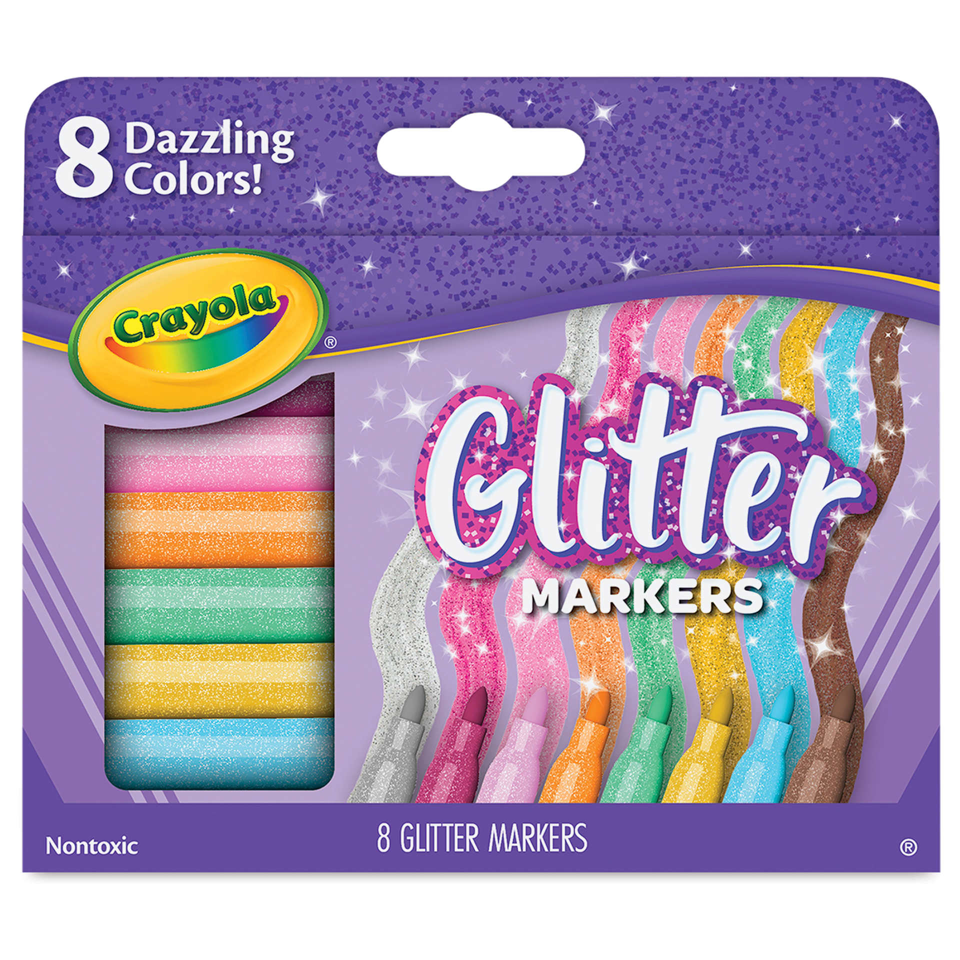 Crayola Glitter Markers - Dazzling Colors, Set of 8, front of the packaging