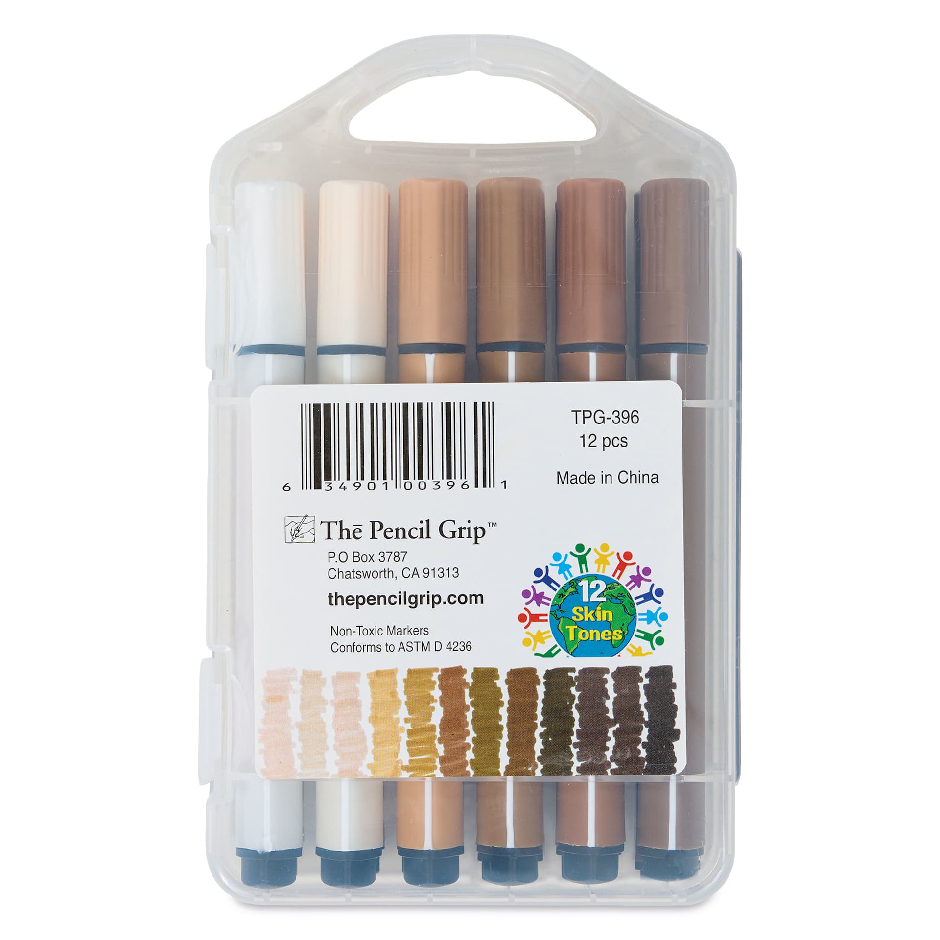 Magic Stix Triangular Markers - Set of 12, Global Skin Tones, back of packaging