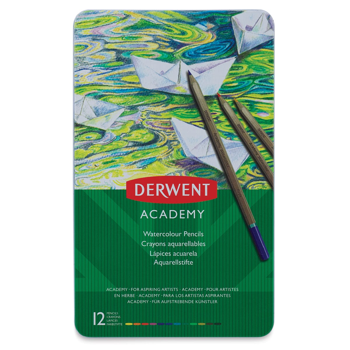Derwent Academy Watercolor Pencils - Front of package of Set of 12 Derwent Academy Watercolor Pencils - Front of package of Set of 12
