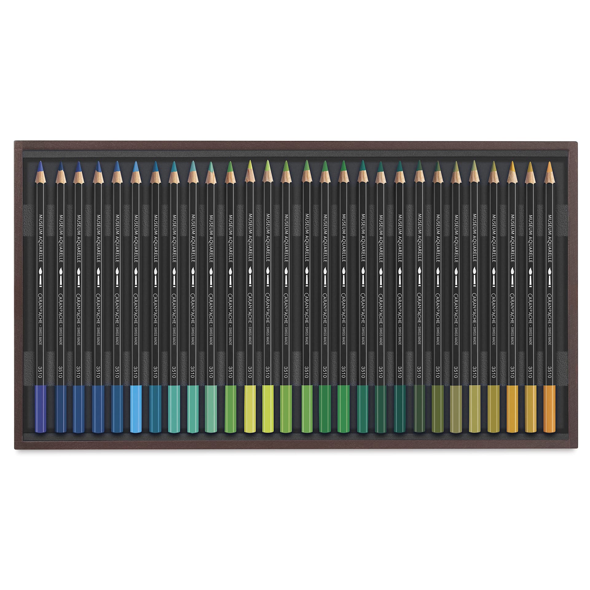 Caran D'Ache Museum Aquarelle Pencil Set - Assorted Set of 76, Wooden Box, second tray insert with colors