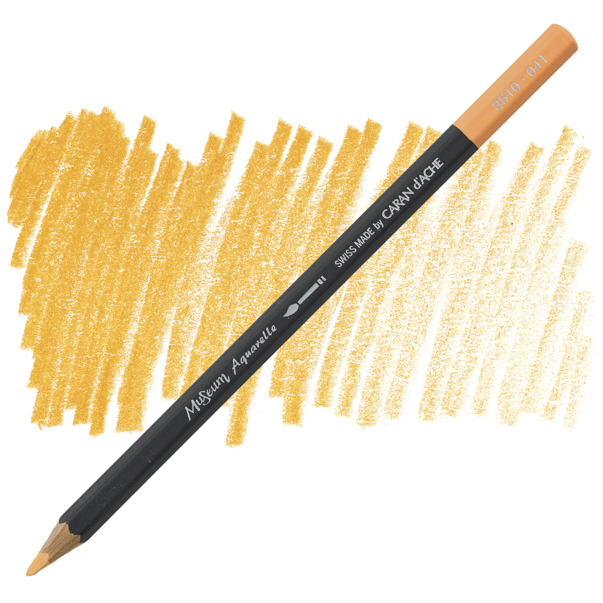Caran D'Ache Museum Aquarelle Pencil - Apricot pencil and swatch