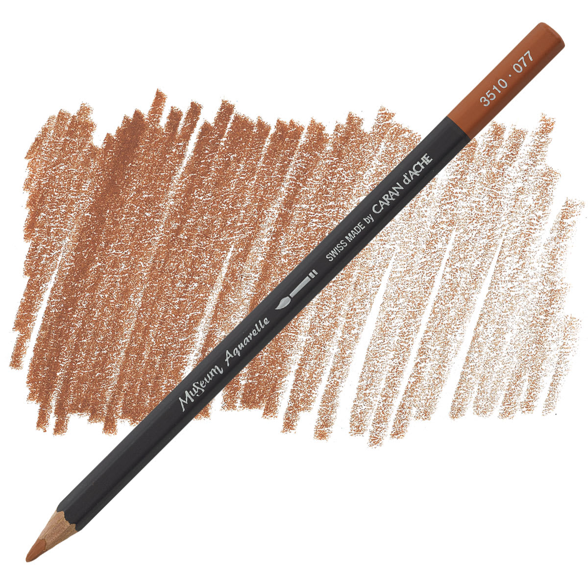 Caran D'Ache Museum Aquarelle Pencil - Burnt Ochre pencil and swatch