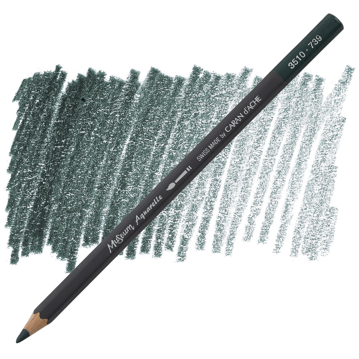 Caran D'Ache Museum Aquarelle Pencil - Dark Sap Green pencil and swatch