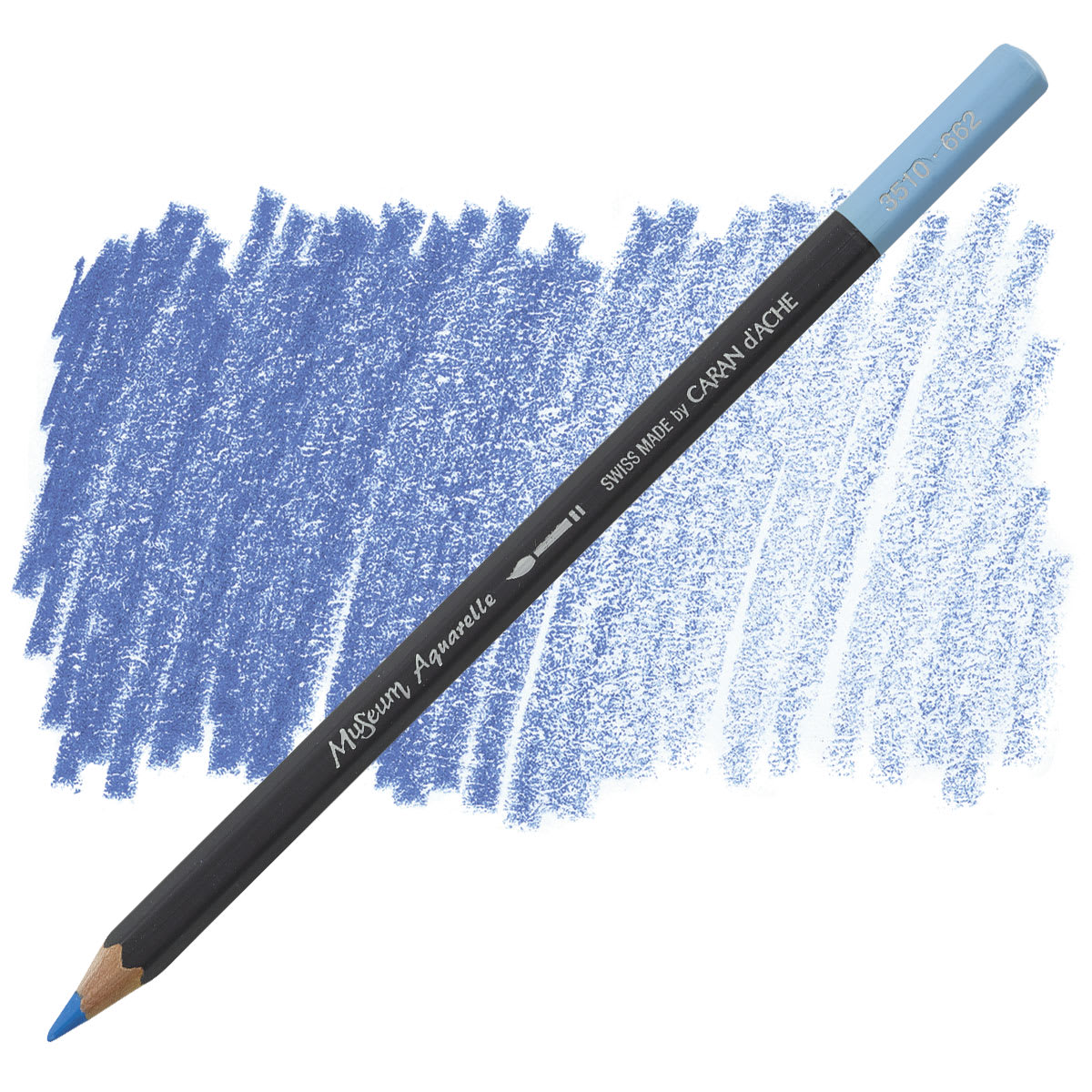 Caran D'Ache Museum Aquarelle Pencil - Genuine Cobalt  Blue pencil and swatch