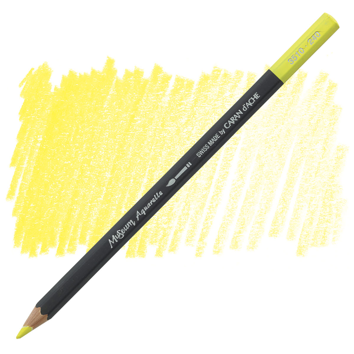 Caran D'Ache Museum Aquarelle Pencil - Lemon Yellow pencil and swatch