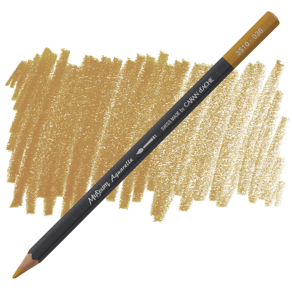 Caran D'Ache Museum Aquarelle Pencil - Raw Sienna pencil and swatch
