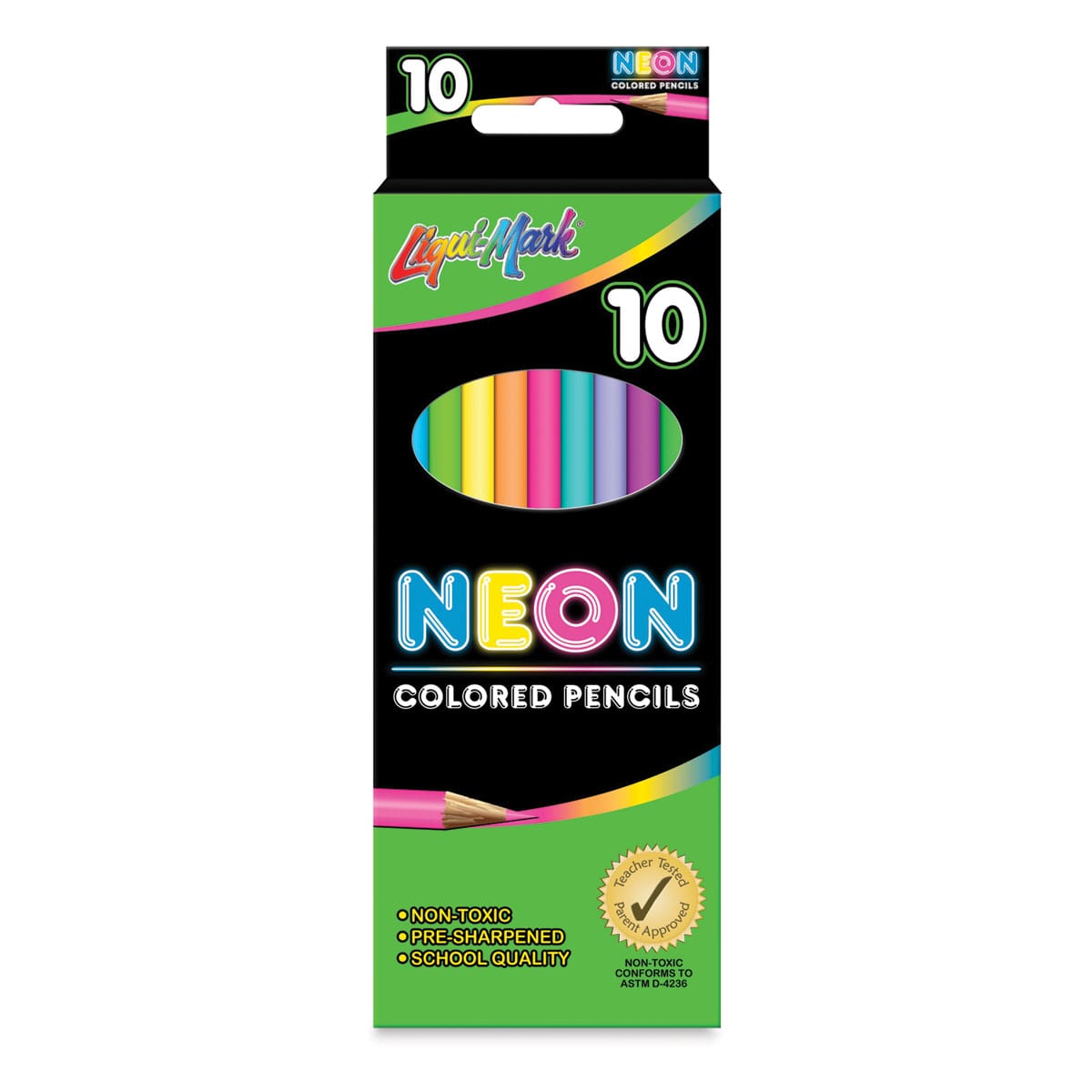 Liqui-Mark Neon Colored Pencils  - Front of package of Set of 10
