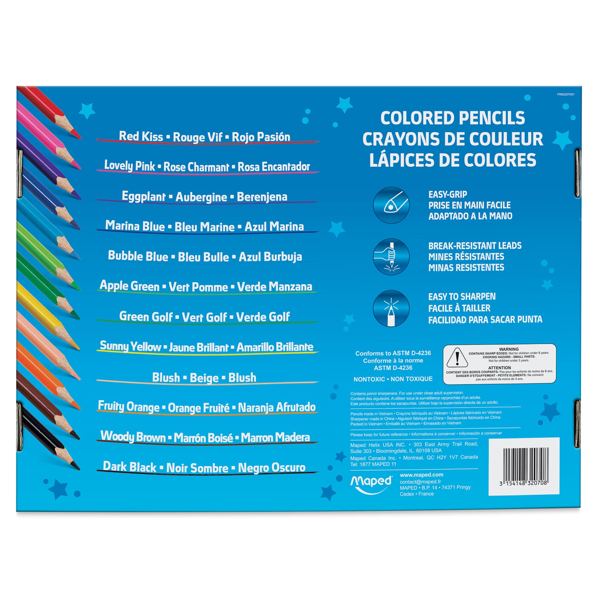 Maped Color'Peps Colored Pencils - Class Pack of 240, back of the box