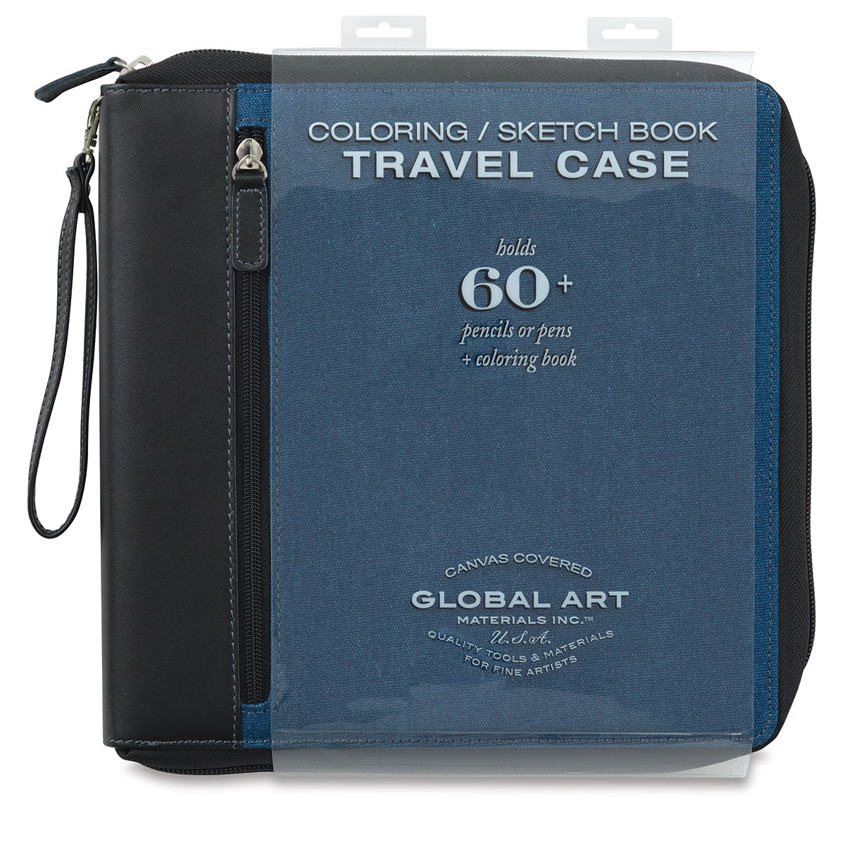 Speedball Sketchbook Travel Case - Denim, Medium, front of the packaging sleeve Speedball Sketchbook Travel Case - Denim, Medium, front of the packaging sleeve