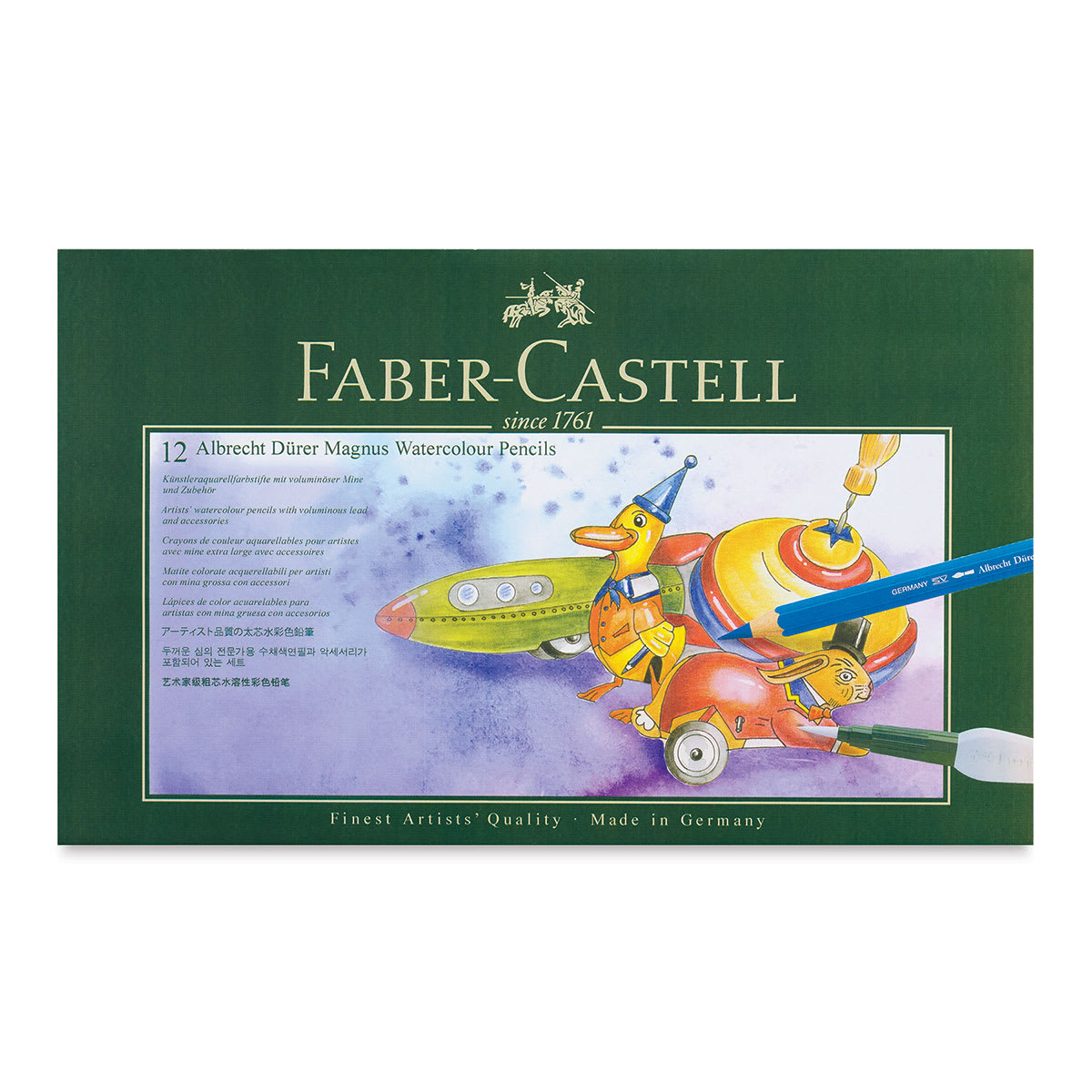 Albrecht Dürer Magnus Watercolor Pencils - Top view of  package for Gift Set of 12 Pencils