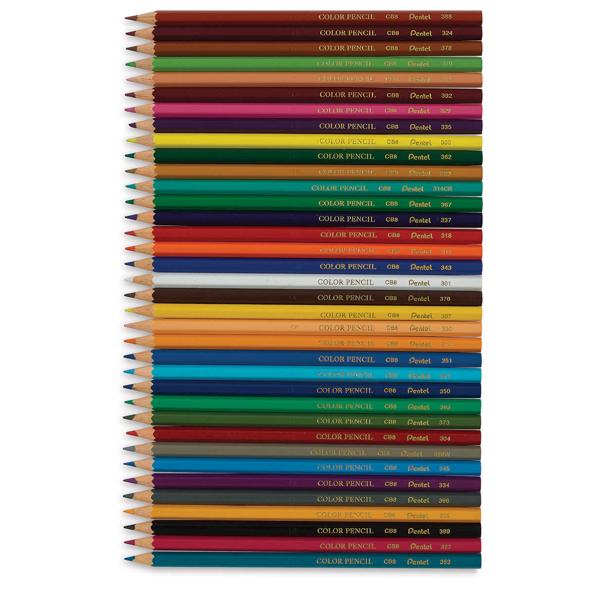 Pentel Arts Watercolor Colored Pencils - Components of package of 36 shown horizontally Pentel Arts Watercolor Colored Pencils - Components of package of 36 shown horizontally
