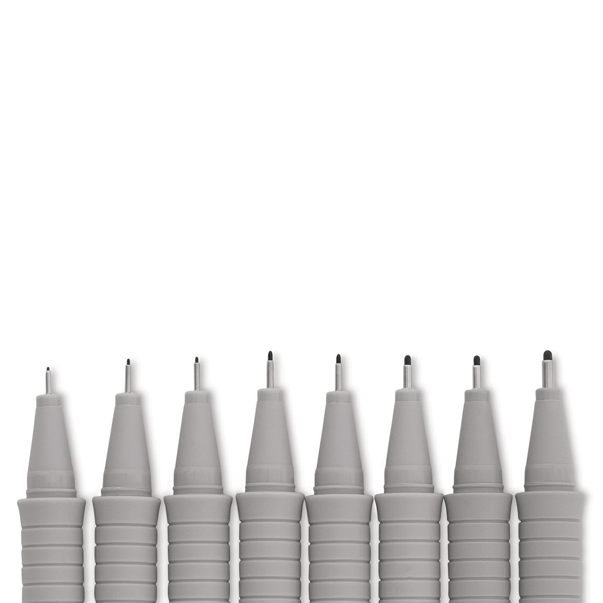 Faber-Castell Ecco Pigment Pens Set - Closeup of different size tips of 8 pc set