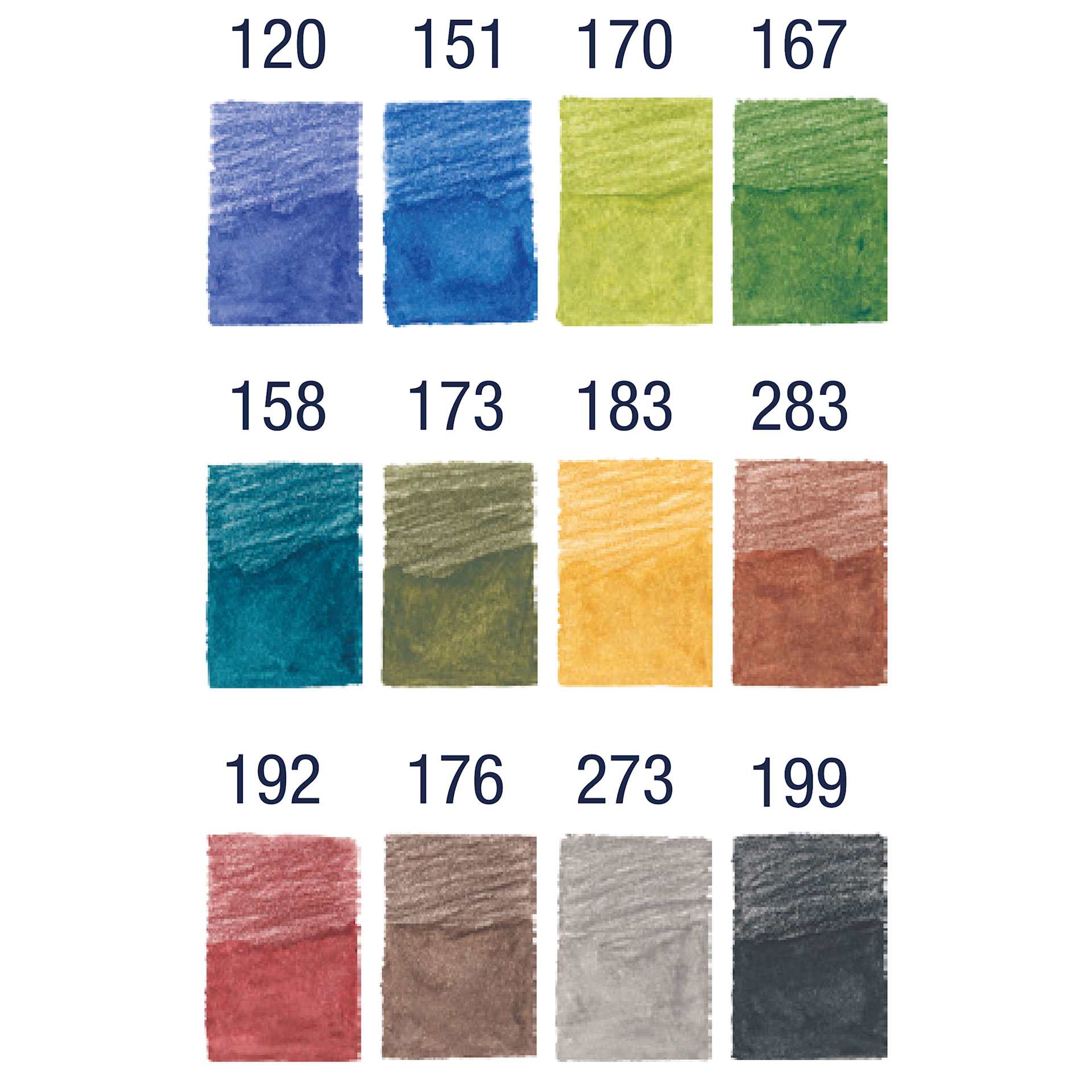 Faber Castell Goldfaber Aqua Watercolor Pencils - Set of 12, Landscape Colors swatches
