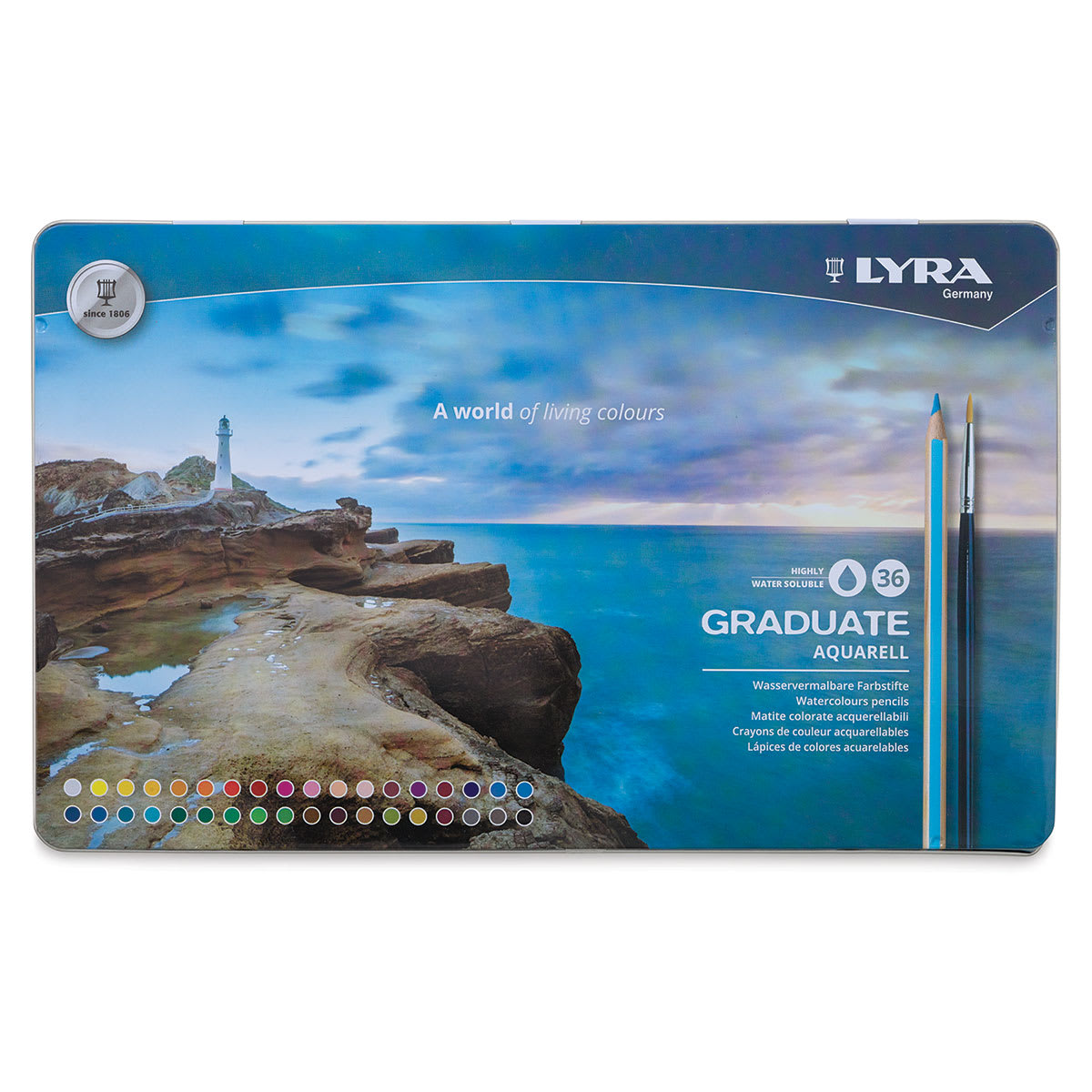 Lyra Graduate Aquarell Pencils - Front of package of Set of 36 pencils