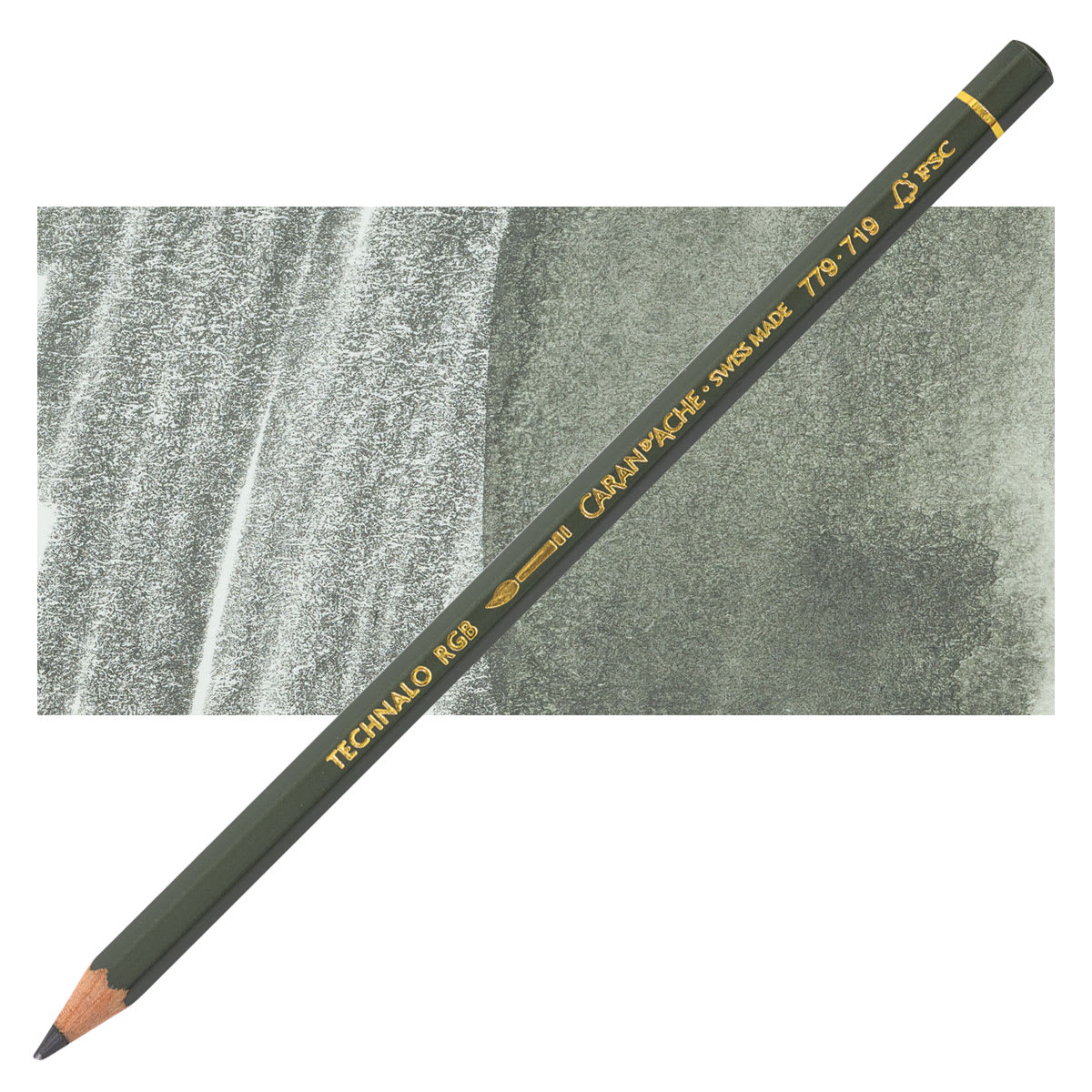 Caran d’Ache Technalo Water Soluble Colored Graphite Pencil - Green pencil and swatch
