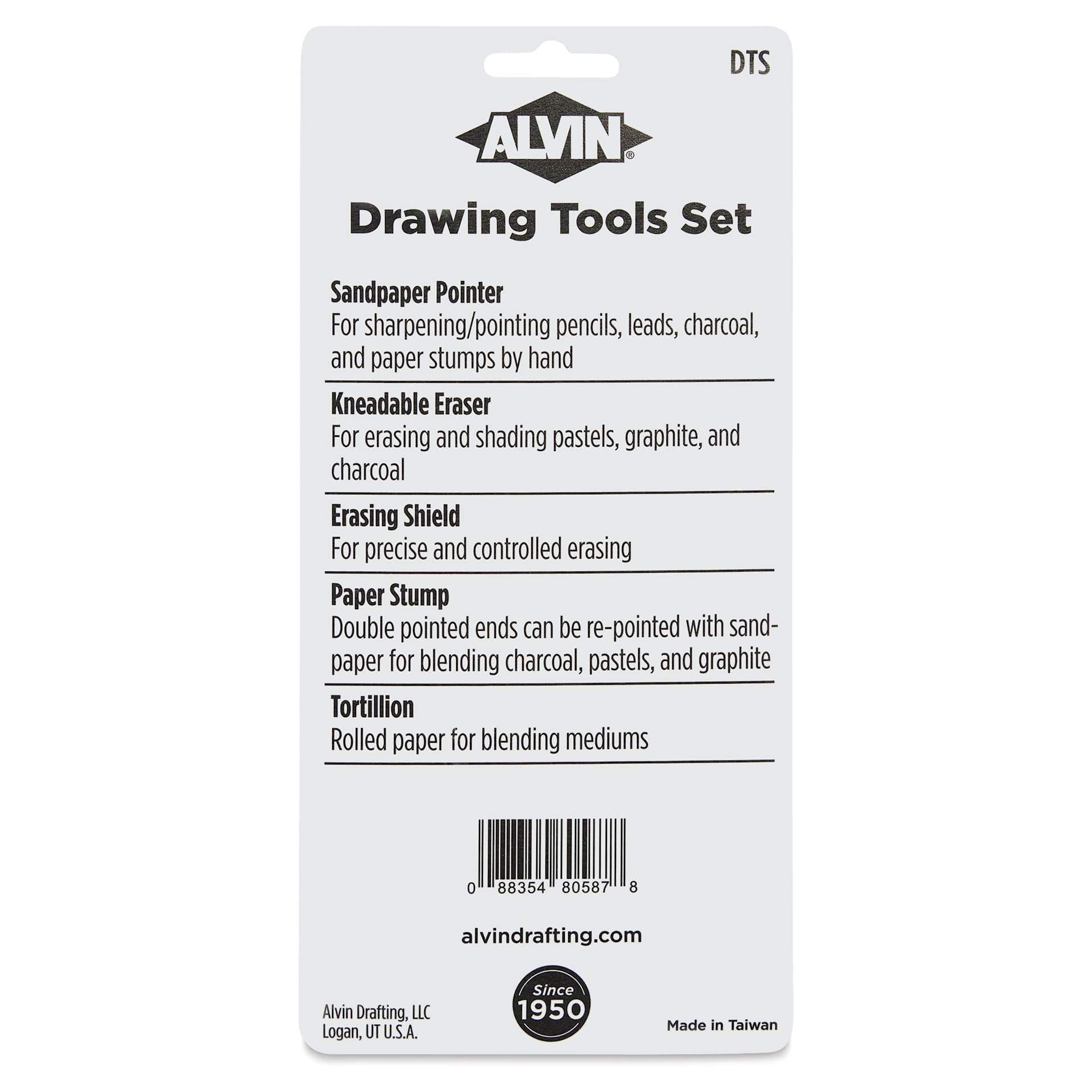 Alvin Drawing Tools - Assorted, Set of 9, back of the packaging