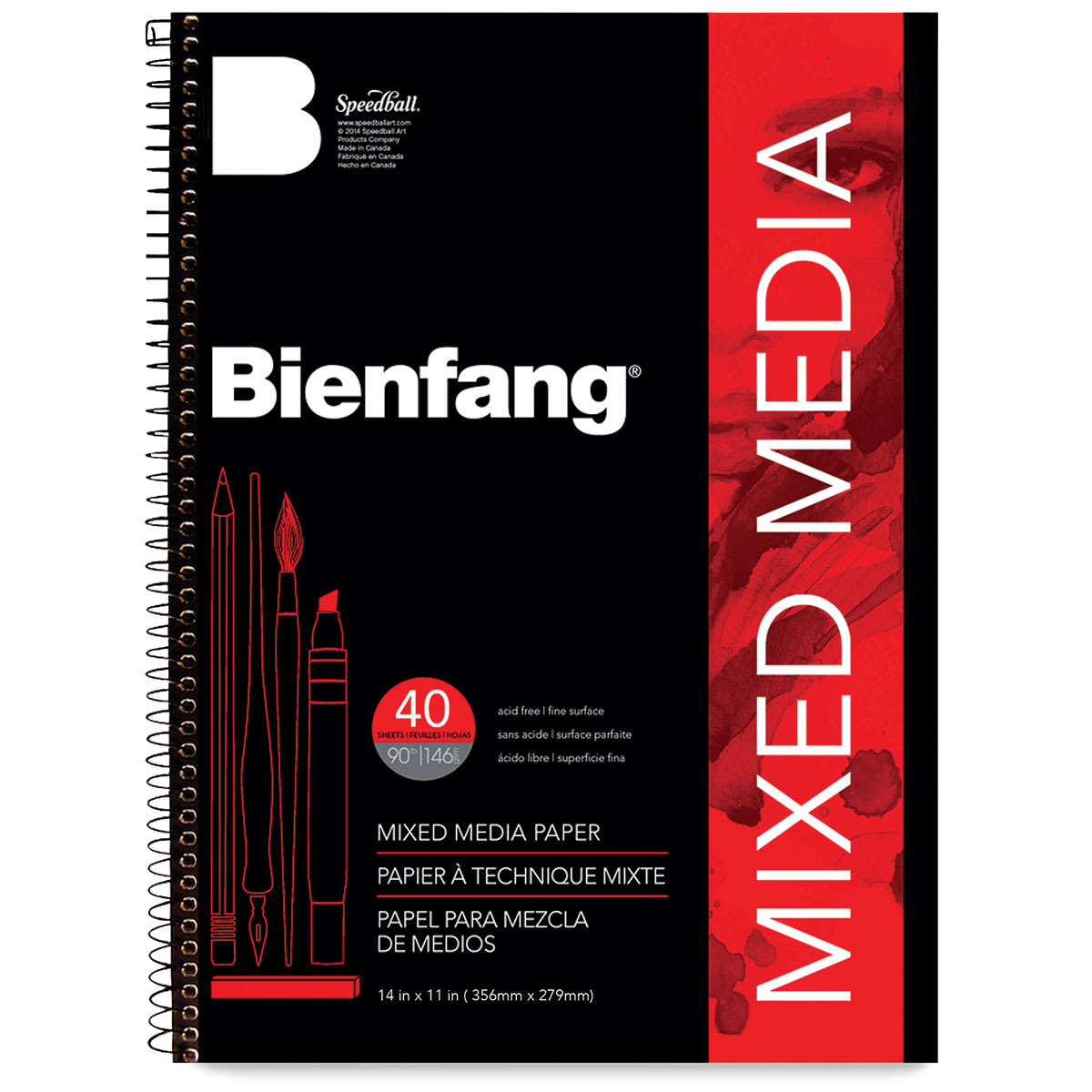 Bienfang Mixed Media Pad - 14" x 11", 90 lb, 40 Sheets